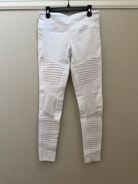 Like New Alo White Women's Moto-Style Leggings Sz Small